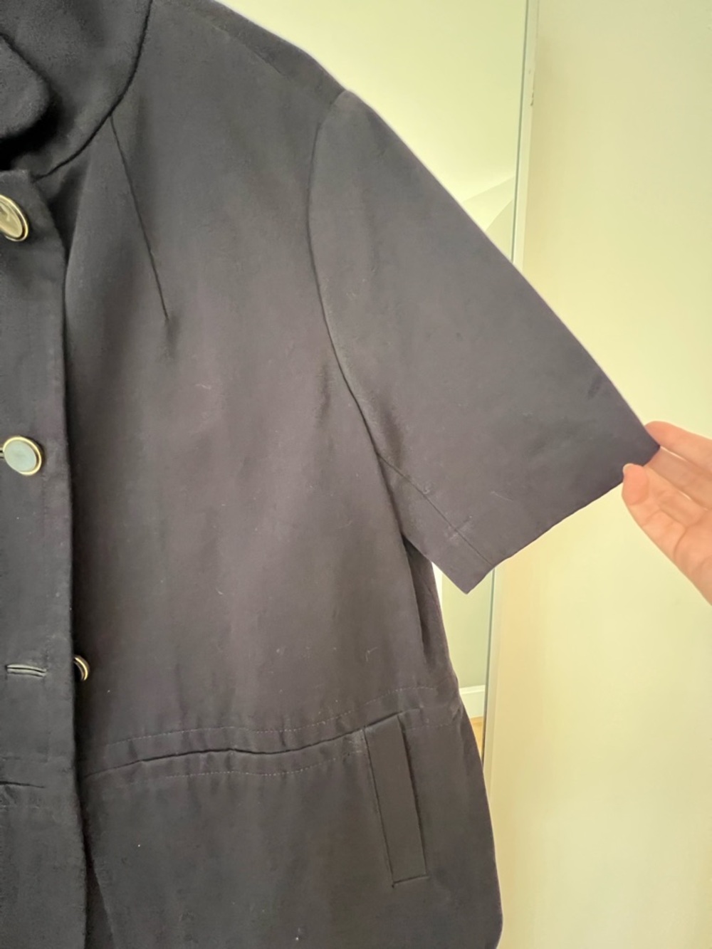 Club Monaco Classic Short-Sleeve Funnel Collar Jacket - Navy. Size M - Picture 2 of 14